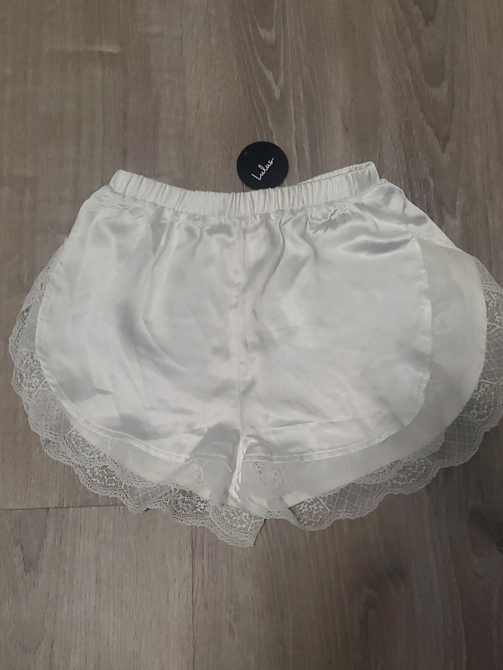 NWT Lulu's White Satin Lace-Trim Bridal Shorts XS Romance
